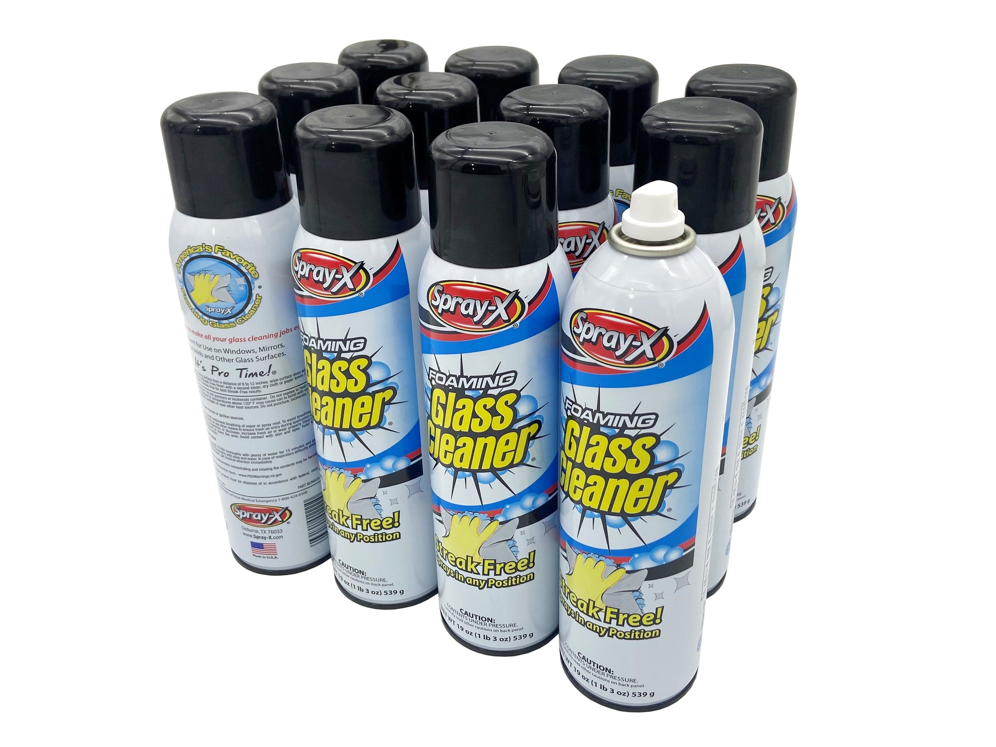 Spray-X Foaming Glass Cleaner (19 oz) – Bulk Case of 12 Cans